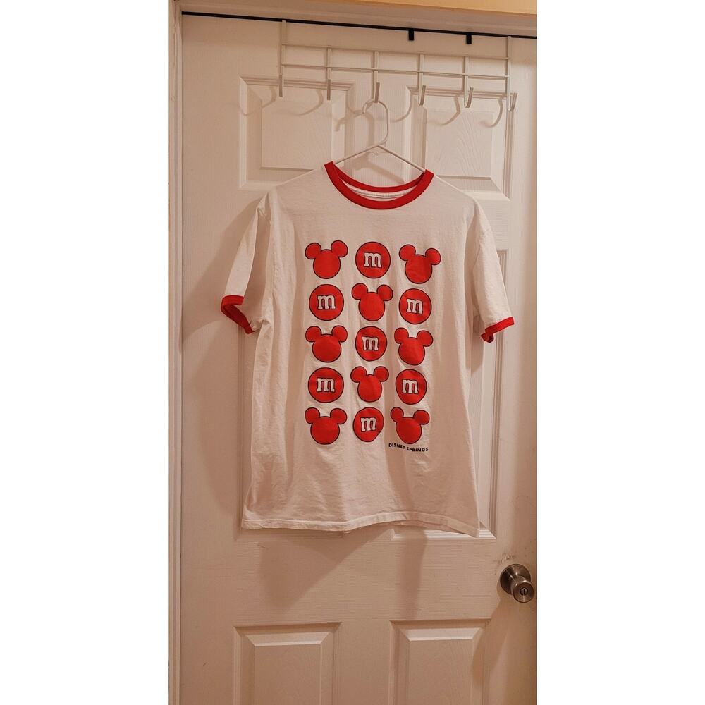 Disney Springs White Red Shirt L Large M&Ms Mars Candy Store Rare Souvenir Candy
